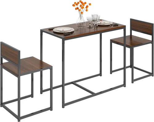 Miniatura 8 de SogesHome Juego de mesa de comedor compacta con 2 sillas, juego de mesa pequeña de 3 piezas, juego de sillas de mesa de desayuno para cocina, sala