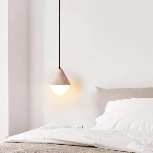 Miniatura 6 de Lámpara colgante de travertino amarillo contemporánea, lámpara de techo ajustable con pantalla de vidrio blanco leche, lámpara de techo ajustable