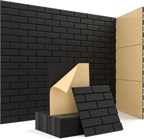 Miniatura 13 de Paneles acústicos para pared con absorción de sonido, paneles de azulejos autoadhesivos de diseño hexagonal en nido de abeja, paquete de 12