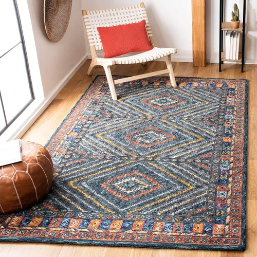Miniatura 8 de SAFAVIEH Aspen Collection - Alfombra decorativa de 2 x 3 pies, color óxido y verde, lana bohemia hecha a mano, ideal para zonas de alto tráfico
