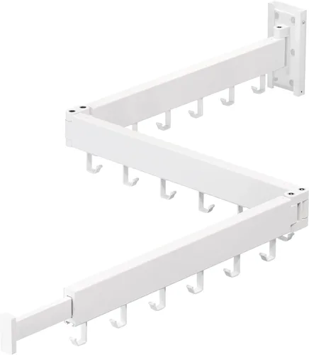 ZdwCyl Estante de secado de ropa, ahorro de espacio de lavandería montado en la pared, retráctil, plegable (tres pliegues), ropa de color blanco