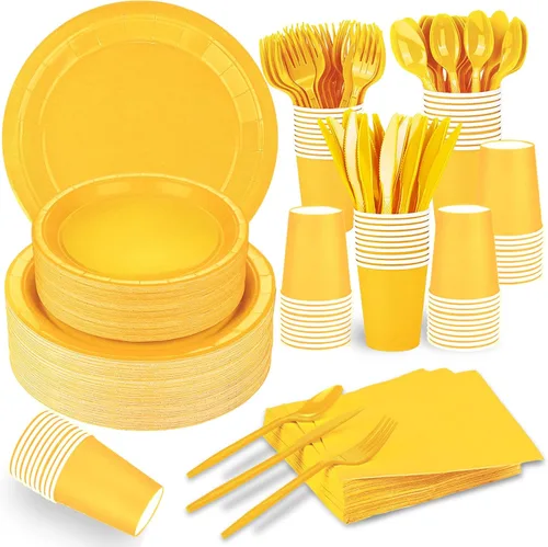 Miniatura 15 de El juego de 228 piezas de suministros de fiesta color rosa incluye platos de papel, vasos, servilletas rosas, cucharas de plástico, tenedores