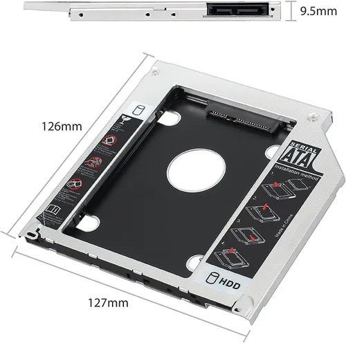 Miniatura 2 de 2.5 ''HDD SSD Hard Drive Caddy Bandeja de repuesto para MacBook Pro 13/15/17 pulgadas A1278 A1286 A1297 2008 2009 2010 2011 2012 Adaptador óptico