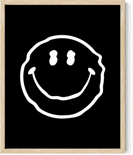 Miniatura 72 de HAUS AND HUES Impresión artística de sonrisas ácidas negras - Individual - 12x16 Smileys negros