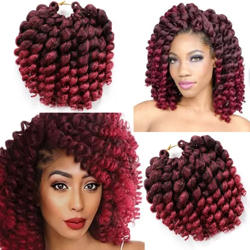 Miniatura 22 de Cabello de ganchillo Jamaicano Bounce, paquete de 4 paquetes de 6 pulgadas, varita de pelo rizado de ganchillo para mujeres negras