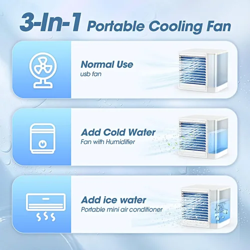 Miniatura 2 de OCROUKI Aire acondicionado portátiles mini enfriador de aire de escritorio con tanque de agua de 271fl oz alimentación por USB aire acondicionado