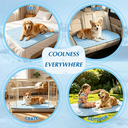 Miniatura 5 de Tapete refrescante para perros, grueso y transpirable Q-MAX>0.45, cama refrescante para perros, fibra fría y parte inferior antideslizante, cama