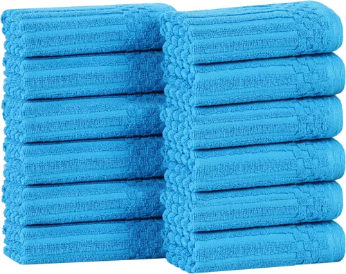 Miniatura 111 de Superior Juego de 6 toallas de algodón sólido y acanalado, toallas de cara de 13 x 13 pulgadas, toallas de mano de 16 x 28 pulgadas, toallas de baño
