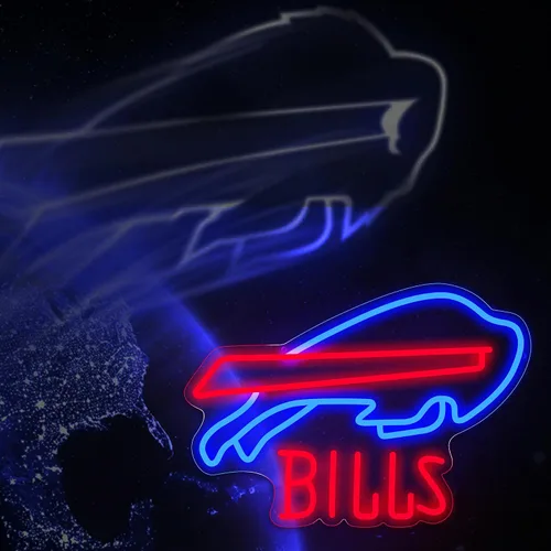 Miniatura 2 de Letreros de Neón Buffalo de Fútbol Americano Luces LED de Neón para Decoración de Pared Alimentados por USB Letrero de Luz de Neón de Equipo