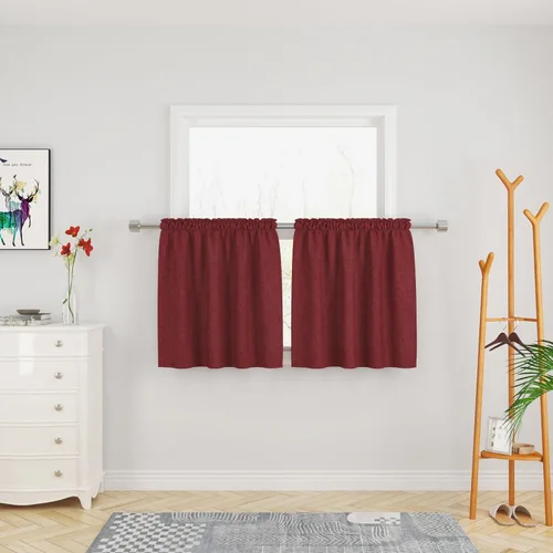 Miniatura 33 de UPOPO Cortinas de Niveles Beige Sobre Fregadero con Textura de Lino para Ventana de Cocina de 16 Pulgadas de Largo Caravana Privacidad Pequeñas