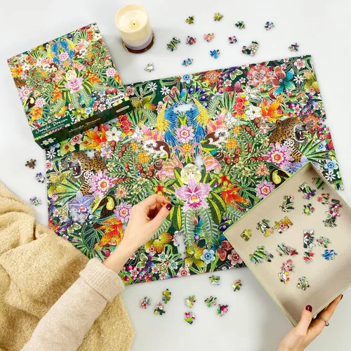 Miniatura 4 de Gibsons Jungle Dream - Rompecabezas de 1000 piezas, diseño colorido de animales y flores, rompecabezas ecológico para adultos y adolescentes