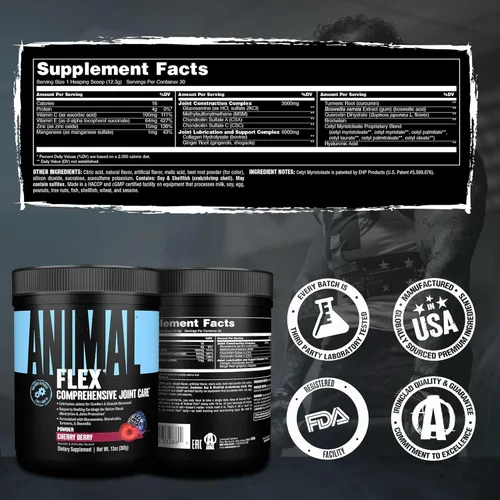 Miniatura 7 de Animal Flex Powder - Suplemento de apoyo articular para aliviar el dolor, reparar y restaurar músculos con cúrcuma, glucosamina, condroitina, MSM