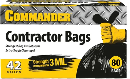 Miniatura 9 de Commander Bolsas de contratista resistentes de 42 galones de 3 milésimas de pulgada de pulgada de grosor con bridas de solapa, 32 x 46 pulgadas