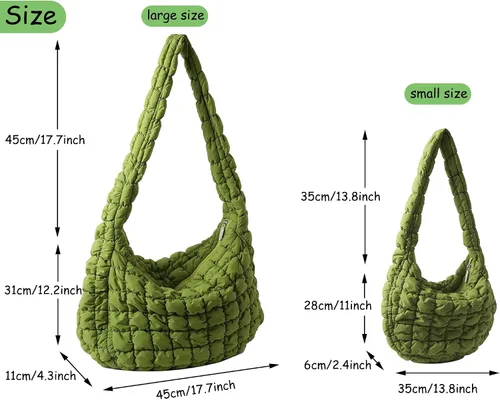 Miniatura 5 de Bolsa acolchada para mujer, bolsa de hombro acolchada, bolso grande tipo hobo ligero, de nailon acolchado