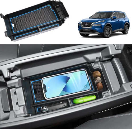 Miniatura 13 de Organizador de reposabrazos 2021-2024 2025 para Nissan Rogue (S/SV/SL/Platinum/Rock Creek), organizador de consola central de plástico ABS y goma