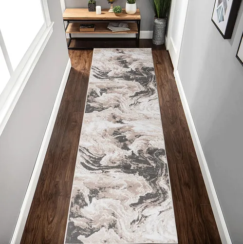 Miniatura 52 de NAAR PAYAS Collection - Alfombra de área de 6 x 9 pies, diseño de medallón crema y azul, no se desprende, resistente a las manchas, para sala