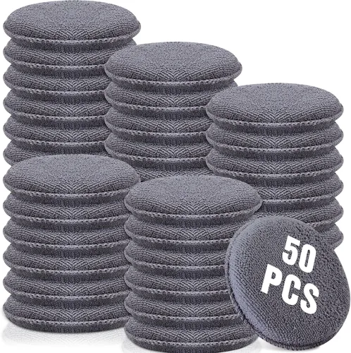 Miniatura 11 de Tanlade 50 almohadillas de microfibra para detalles de automóvil, aplicador de cera, almohadillas de microfibra de lavado, 5 pulgadas de diámetro