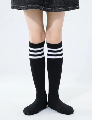 Miniatura 10 de TOCONFFON Calcetines de tubo hasta la rodilla para niños, niñas y adolescentes, calcetines deportivos de algodón para la escuela de fútbol, uniforme