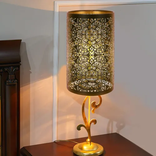 Miniatura 5 de Housoutil Lámpara decorativa Pantalla Hueca E27 Hogar Hierro Forjado Hogar Tela Lámpara Decoración