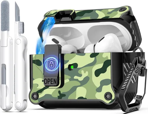 Miniatura 77 de R-fun - Funda para audífonos compatible con AirPods de 4.ª generación 2024, cubierta protectora de expulsión automática a prueba de caídas, puerto