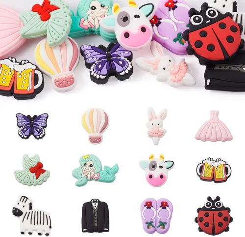 Miniatura 20 de Craftdady 20 cuentas de números de silicona de 0.531 in, números blancos y negros, 0-9, cuentas focales redondas para bolígrafos, manualidades