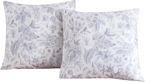 Miniatura 37 de ECOCOTT Floral Pillowcases Standard Size Set of 2, 100% Washed Cotton Pillow Cases with Envelope Closure, Beige Botanical Wildflower Printed Pillow