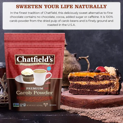 Miniatura 7 de Chatfield's Polvo de algarrobo premium, sin cafeína, apto para veganos, kosher, sin gluten y sin OMG, 16 onzas (paquete de 6)