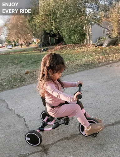 Miniatura 9 de Bicicleta para niños pequeños Besrey 1-3 años, triciclo para niños pequeños con rueda de repuesto, triciclo para niños 5 en 1 con mango de empuje