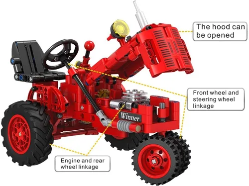 Miniatura 6 de Juego de bloques de construcción clásicos de tractor de granja 1/12, diversión sin fin para niños con una colección de juguetes de tractor