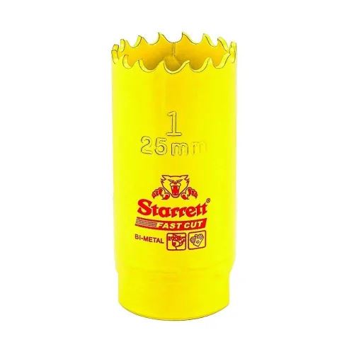 Starrett FCH0100-G - Sierra de agujero recto de corte rápido bimetálica con dientes HSS resistentes a la abrasión, ideal para cortar metal, acero y