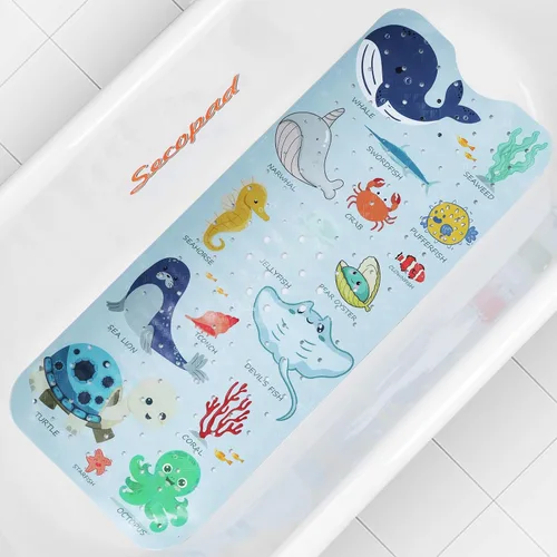 Secopad Alfombra de Baño para Bañera Antideslizante, Lavable a Máquina, Alfombra Antideslizante de Dibujos Animados para Bañera de Bebé y Ducha con