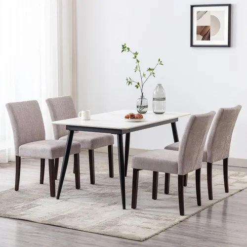 Miniatura 2 de Watson & Whitely Juego de 6 Sillas de Comedor Tapizadas, Sillas de Comedor de Tela sin Brazos con Patas de Madera Maciza y Respaldo para Cocina