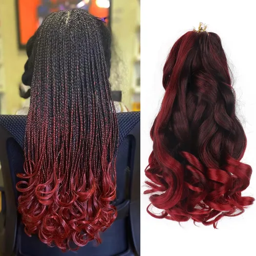 Miniatura 27 de Cabello rizado francés para trenzar de 12 pulgadas, 8 paquetes de cabello rizado preestirado para trenzas de caja, rizos franceses, trenzas