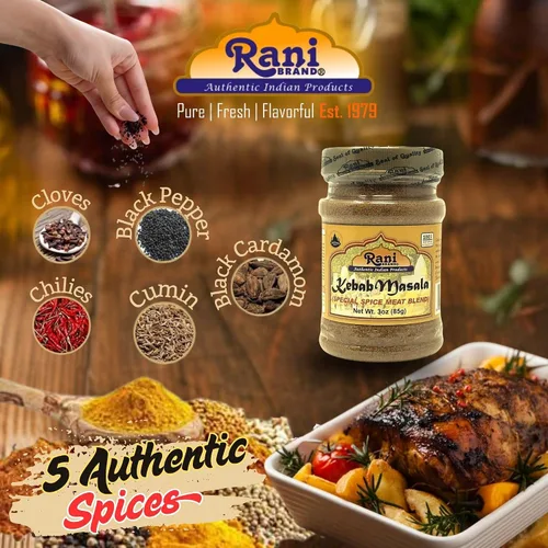 Miniatura 2 de Rani Kebab Masala Mezcla de especias indias para platos de carne, tarro PET de 3 onzas (3.00 oz) ~ Todo natural, sin sal Vegano Sin