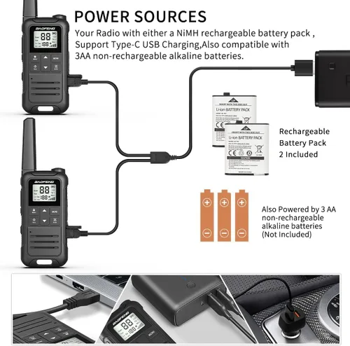 Miniatura 2 de Walkie Talkies de largo alcance para adultos, paquete de 4 unidades recargables Baofeng Walkie Talkie F22 FRS Radio bidireccional 1400mAh batería