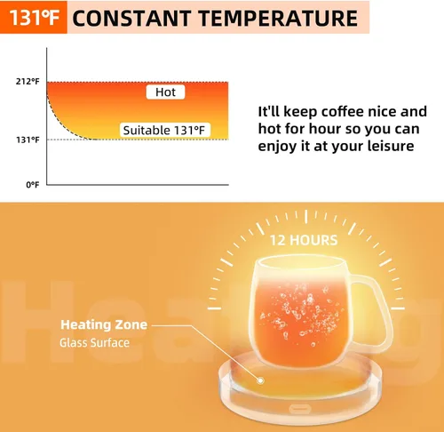 Miniatura 3 de Calentador de café con juego de tazas, calentador eléctrico de tazas para escritorio, oficina, uso doméstico, calentador de velas con interruptor