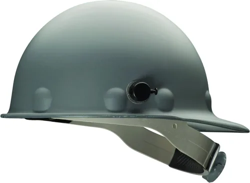 Honeywell Fibre-Metal Super Eight P2HNQRW09A000 Casco duro de fibra de vidrio con visera (de trinquete, con Quick-Lok, color gris, mediano)