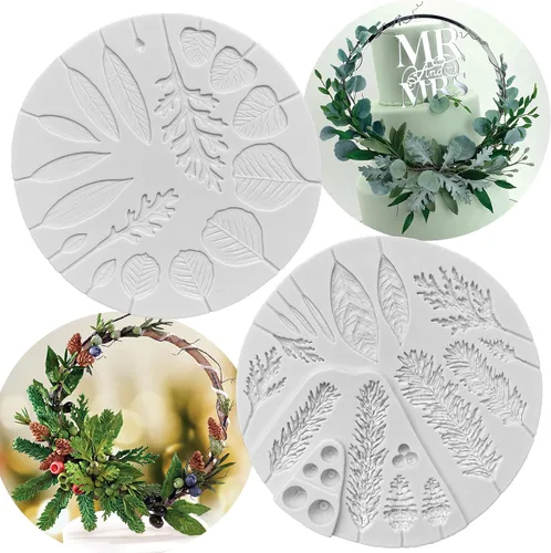 ZHUOJIE Flower Pro - Molde de silicona para follaje de invierno y follaje de boda, decoración de pasteles y manualidades para bodas, guirnaldas,