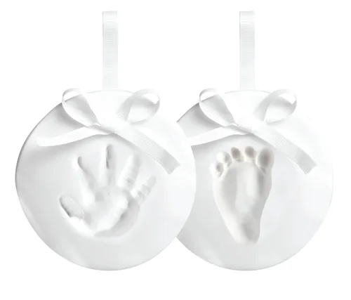 Miniatura 11 de Reece Studio Kit de arcilla para imprimir huellas de bebé en lata, creadores de huellas de mano o pie de recién nacido, caja de recuerdos para bebé