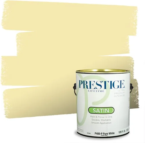 Miniatura 119 de PRESTIGE Pinturas Pintura Exterior e Imprimación En Uno, 1 Galón, Satinado, Pareja Comparable de Benjamin Moore* Amarillo* 320BM-PCM