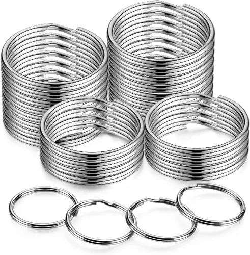Miniatura 7 de YHYZ Llaveros de 1.5 pulgadas a granel (100 piezas, redondos), 1.496 in (1 1/2 pulgadas), llaveros de metal plateado para llavero Kechain, collar