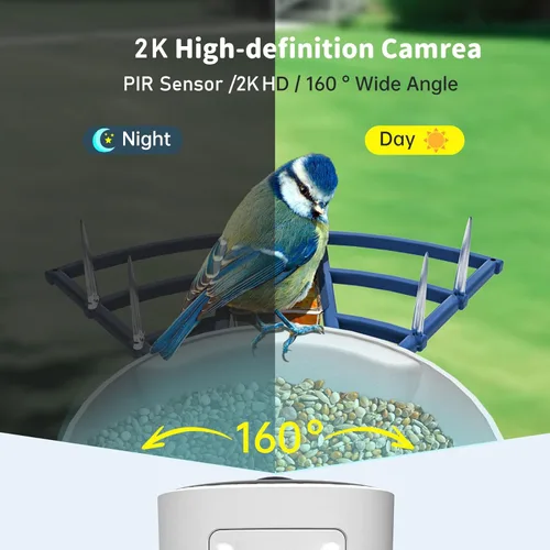 Miniatura 6 de Comedero inteligente para pájaros con cámara, alimentado por energía solar e identificación IA, alimentador de pájaros WiFi de 2.4 Ghz para Azul