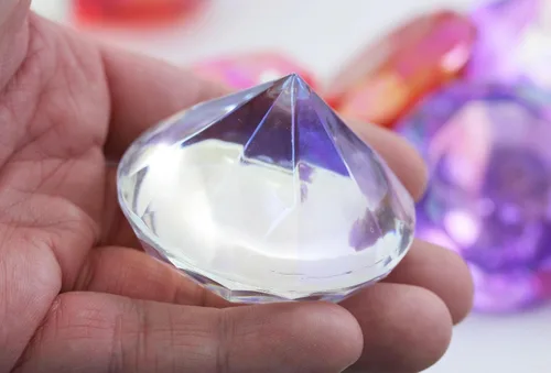Miniatura 4 de Allstarco 4 piezas de 2.362 in extra grandes de diamante acrílico con revestimiento AB para decoración de mesa de boda, rellenos de jarrón envueltos