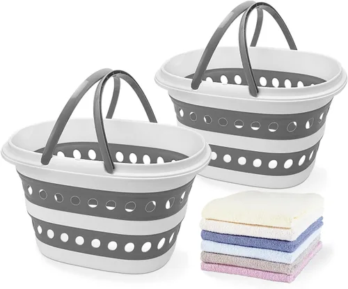 Miniatura 11 de Cesta de lavandería plegable compacta, cesta desplegable de tamaño pequeño, perfecta para dormitorio, baño, viajes, no para familias numerosas
