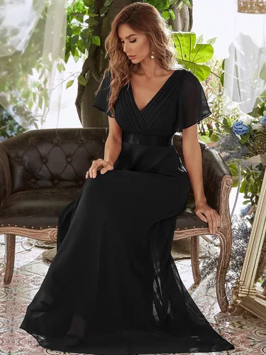 Miniatura 4 de Ever-Pretty 09890 - Vestido largo de noche con cuello en V y manga corta para mujer