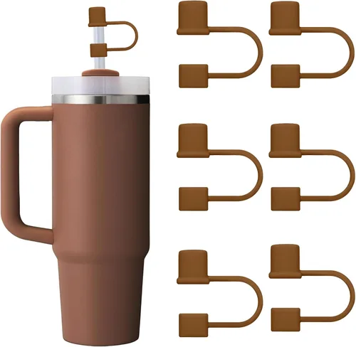 Miniatura 33 de 6 piezas de cubiertas de pajita de silicona con tapa compatible con vaso Stanley de 30-40 oz con mango, tapa de 10 mm, cubiertas de pajita a prueba