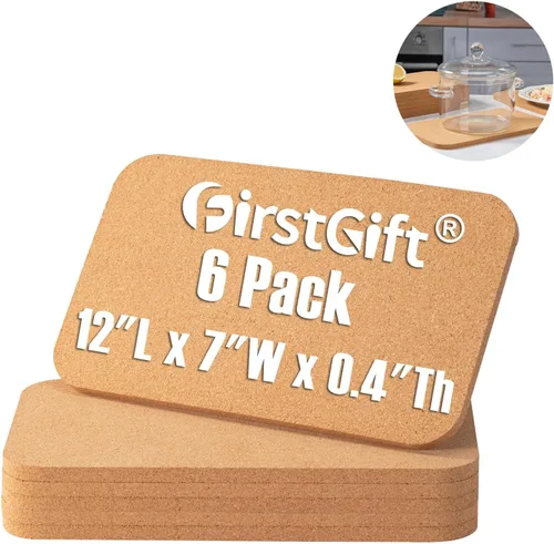 Juego de salvamanteles rectangulares de corcho, paquete de 6, 12 x 7 x 0.4 pulgadas de grosor, almohadillas calientes de corcho resistentes al calor