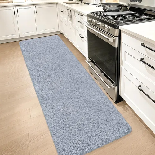 Miniatura 20 de Alfombras suaves para dormitorio, alfombra de pasillo de 2 x 6 pies, alfombra de felpa lanuda antideslizante para mesita de noche, sofá, sala