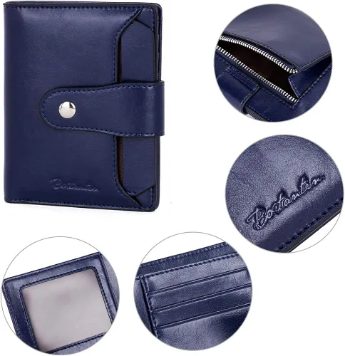 Miniatura 4 de BOSTANTEN - Billetera de cuero para mujer con bloqueo RFID, pequeña, con cremallera, de bolsillo, para tarjetas, con ventana para documento