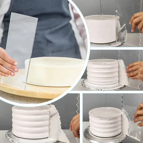 Miniatura 7 de Juego de 8 raspadores de pasteles, herramienta más suave para bordes de pastel, cortador de pastelería, herramientas para hornear, raspador